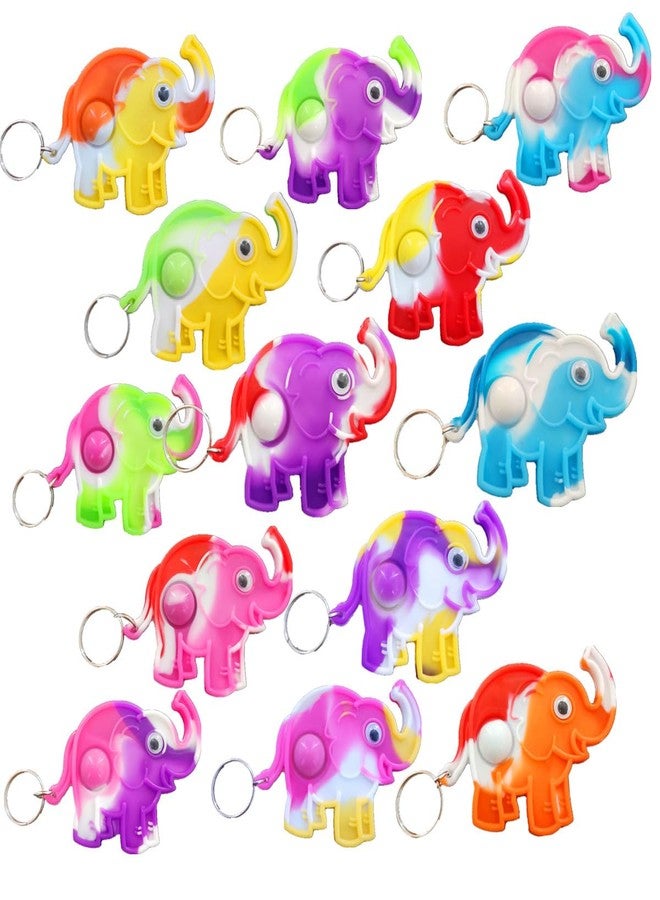 HOZKEAP 24 Packs Bulk Elephant Mini Pop Fidget Key Chain，Boys Girls Kids Birthday Party Favors Supplies Student Prizes Gifts - Image 1